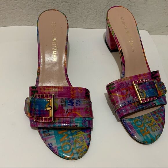 STUART WEITZMAN Multicolor Patent Leather Jewel Sandals Size 9N - Picture 1 of 11